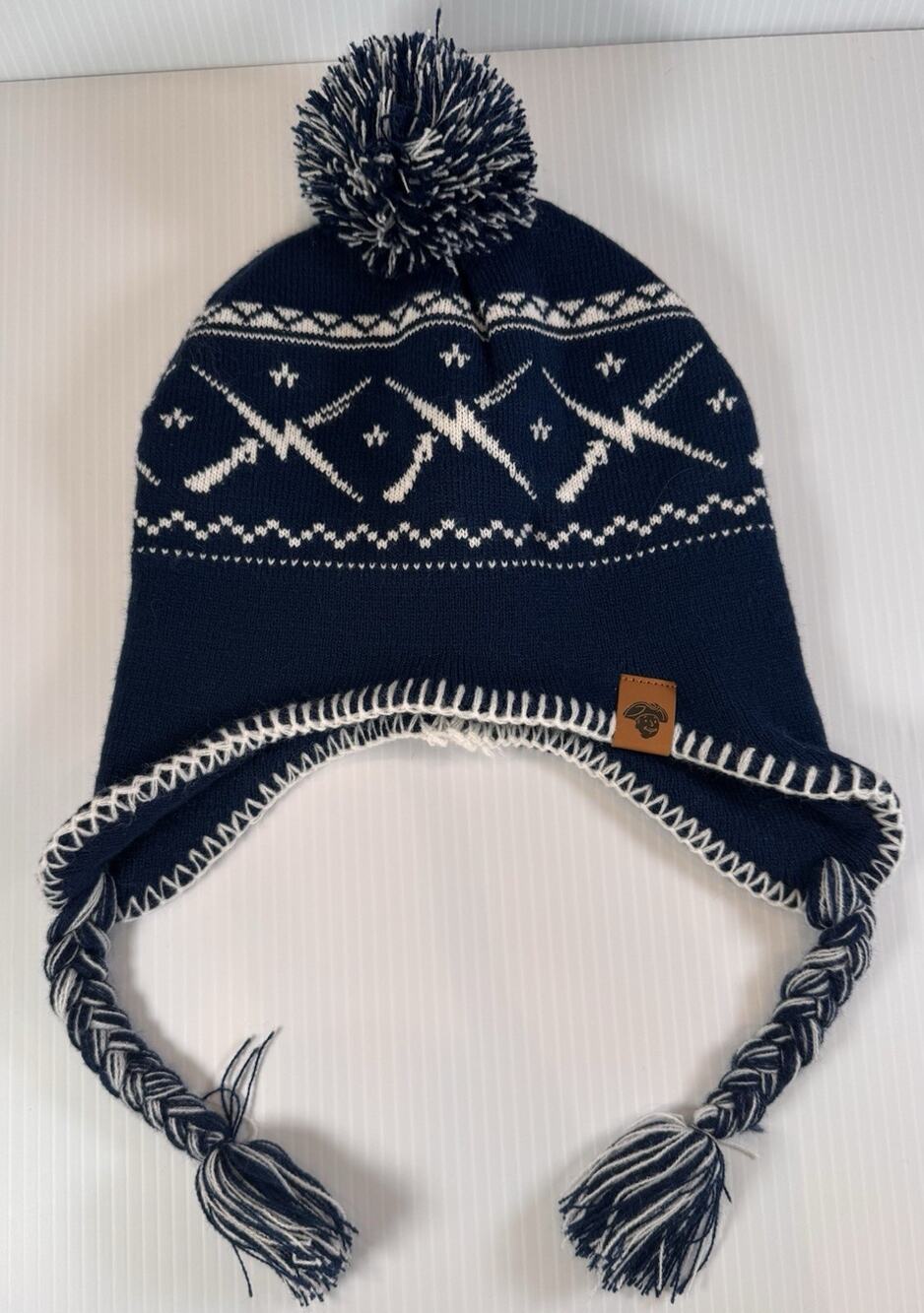 Bethesda Fallout 4 Minutemen Peruvian Earflap Beanie Hat Navy Jacquard Knit